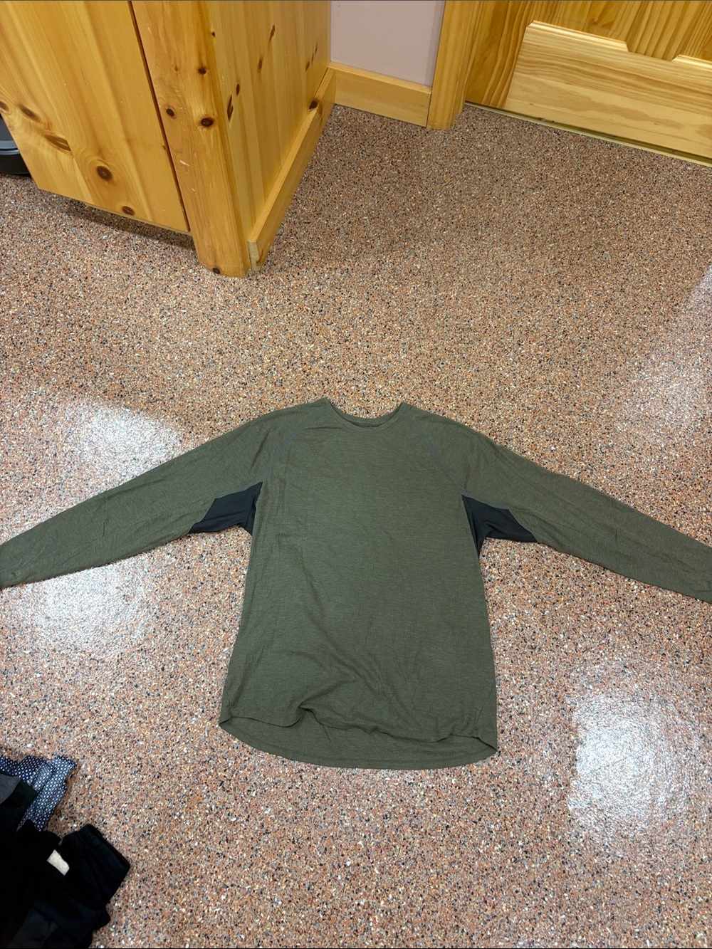 lululemon athletica Olive Green Crewneck Sweater with Black Panels